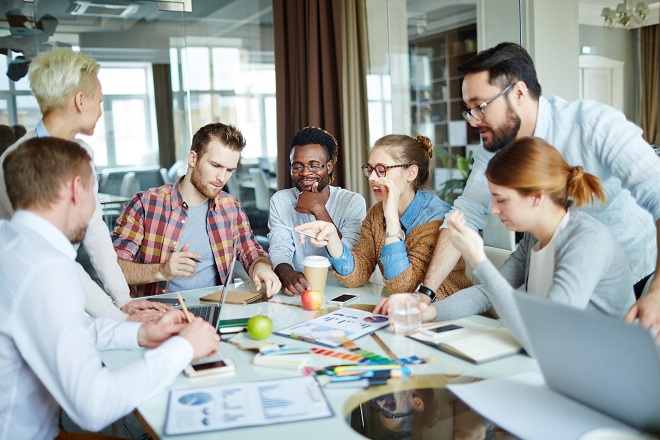 Team discussing employer brand strategy for 2017-- Hays Viewpoint, careers advice blog