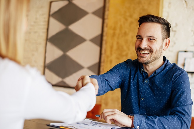 Interviewer meeting a candidate-Hays careers advice
